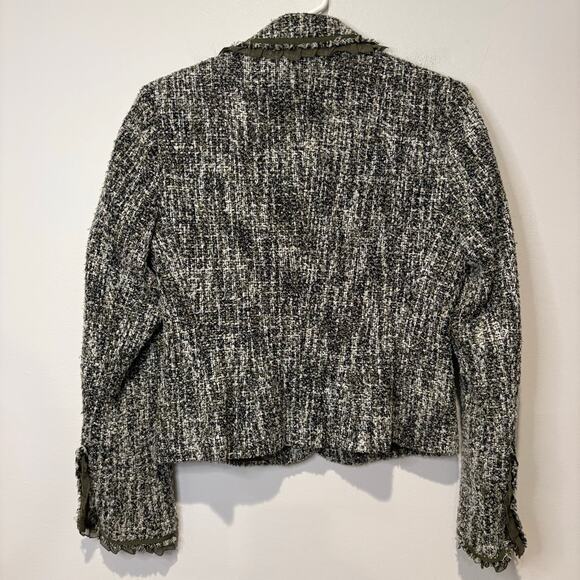 Allen Schwartz Women's Jacket Tweed Blazer Green Lined Collared Size 6 Suit Work - Picture 6 of 10